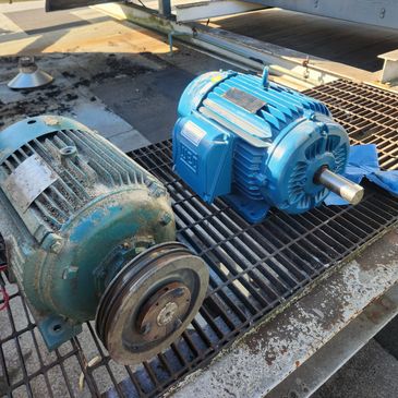 new motor remove replace alignment roof heavy lifting millwright