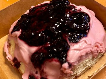 Blueberry single serving cinnamon roll.