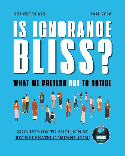 Theater poster for 'Is Ignorance Bliss?' Fall 2026 short plays.