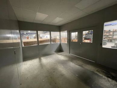 Inside the completion of this Modular office installation by SoFlo Installations inside a warehouse