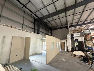 A new modular office being constructed by SoFlo Installations for Tahe Outdoors in west Wareham MA