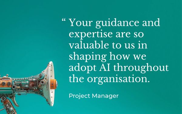 Quote from project lead at medium professional services business on valuable AI adoption support.