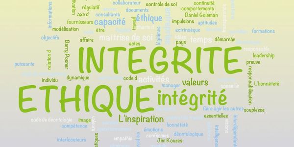 image avec les mots intégrité, éthique,valeur.