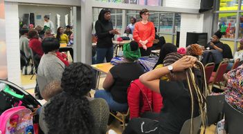 Two women facilitating a discussion