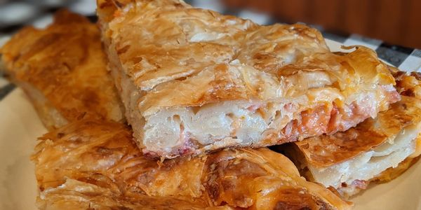 Slices of burek on a plate