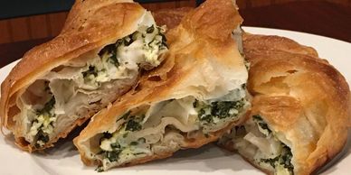 A plate of Feta Cheese and Spinach Burek