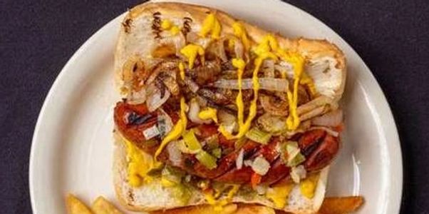 A plate of Maxwell Street Polish Sausage