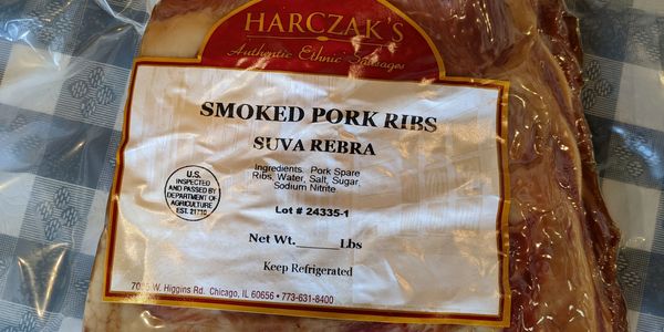 A pack of smoked pork ribs