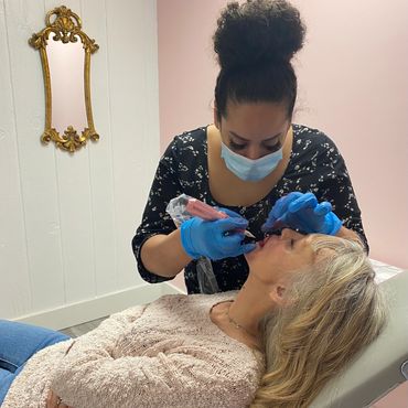 One on one training in Milwaukee at Beam Aesthetics with Carmen - Teeth Whitening Training lip blush
