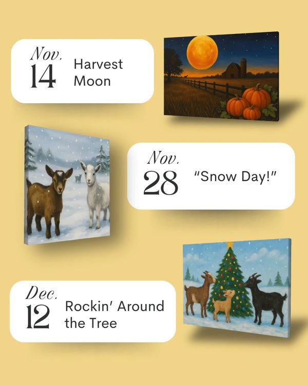Calendar of paint night classes with goats