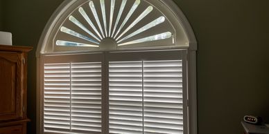 Eclipse Indoor Shutters with a Custom Arch (we call it the Peacock)