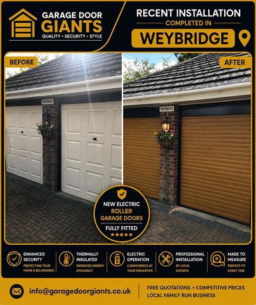 Browse our recent electric roller garage door installations completed throughout Surrey, Berkshire,