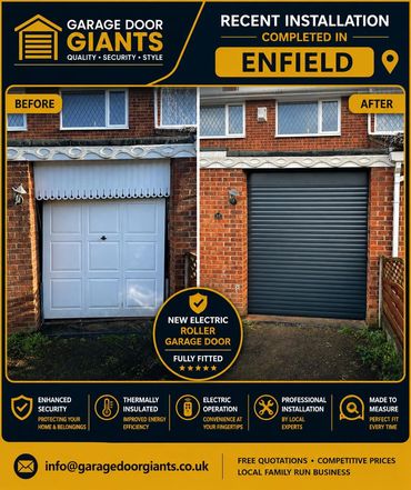Grey Insulated roller garage door installed in Enfield from £999