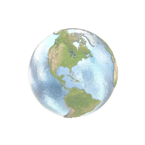 3D rotating globe showing the Americas and part of Africa.