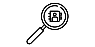 Magnifying glass focusing on a digital profile icon.