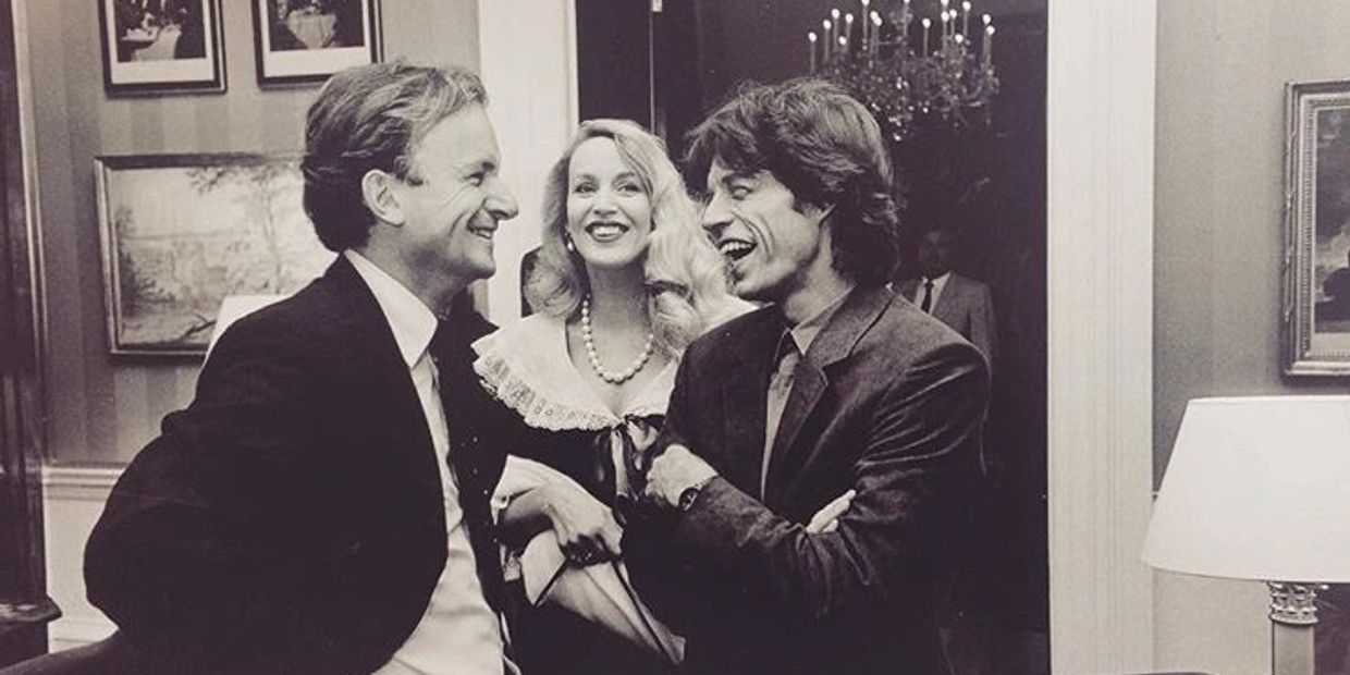David Campbell w/ Mick Jagger at Everyman's Library launch party in 1991. (Credit EL Instagram Page)