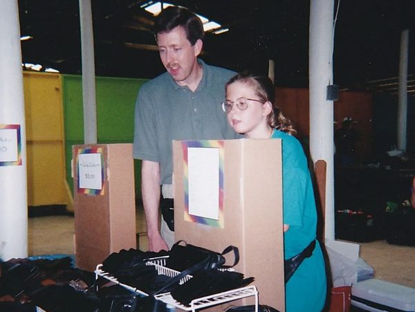 PLG founder and daughter at a Flea Market