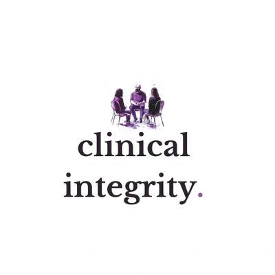 Logo with three people sitting and text 'clinical integrity.'