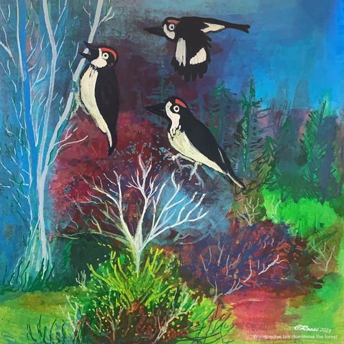 Woorpecker Talk Dominates the Forest
Gouache on Paper