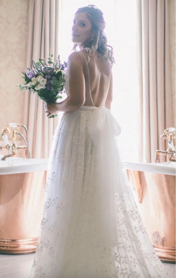 white and lilac bridal bouquet