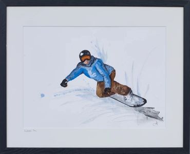 Snow boarder watercolour