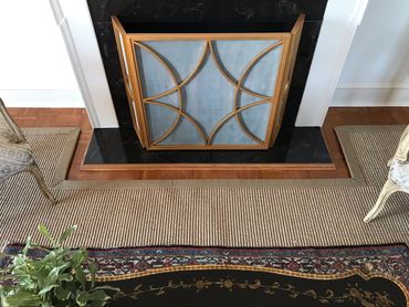 Sisal, bespoke shaped area rug with wide cotton binding