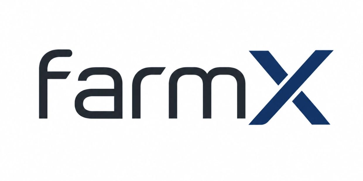 Logo of farmX with a modern and clean design.
