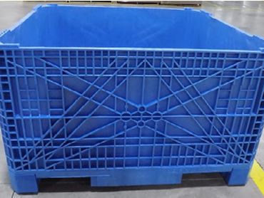 Large blue plastic storage container.
