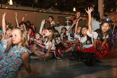 Pirate and Princess Theme Magic Show Kids Volunteering to be part of the performance.