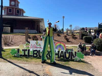Lilburn GA Stilt Walker and Juggler for St. Patrick's Day