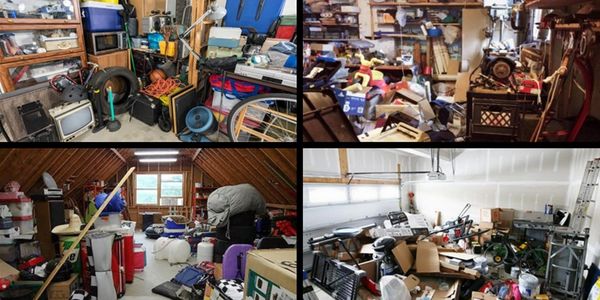 Examples of clutter in a garage, basement or attic that can be eliminated with a Dumpster Rental