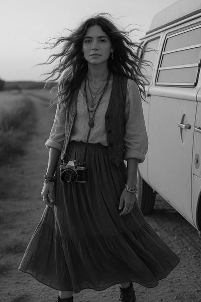 Wren Calloway is a rugged yet feminine bohemian documentarian, captured here at golden hour.