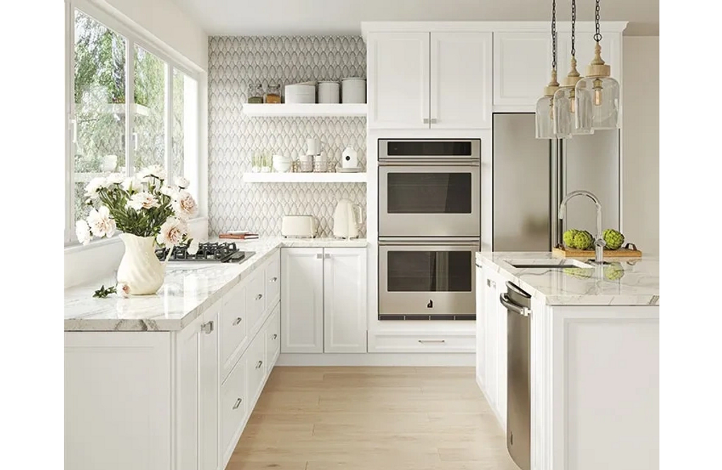 Fresh white shaker style kitchen from the Aberdeen collection of Kitchen Enterprises - Grenada
