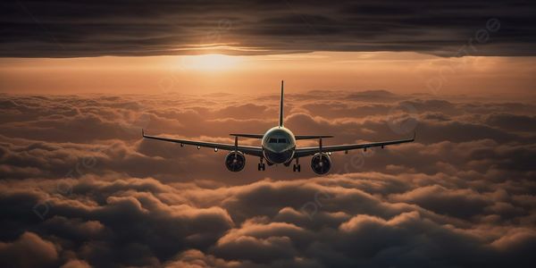 A plane flying above the clouds