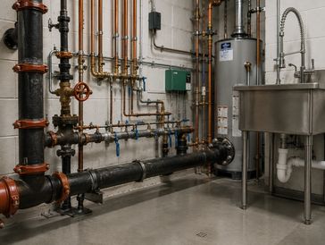 plumbing pipes in commercial building