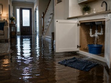 flooded house from pipe bursting