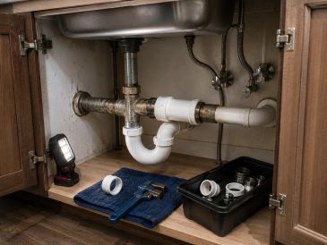 pipe repair under kitchen sink