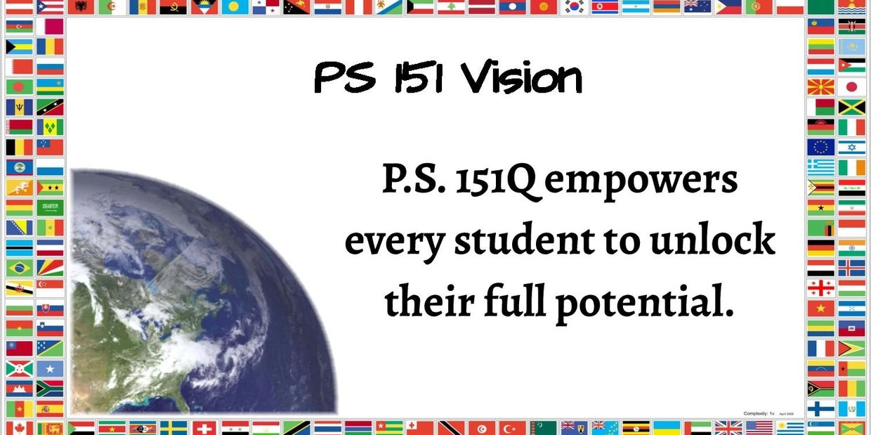 image explains that P.S. 151Q empowers every student to unlock their full potential.
 