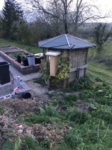 wall mounted beehive on a gazeebo