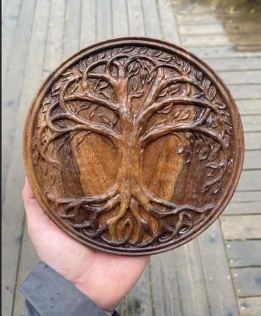 Walnut Tree of Life 3D carving.