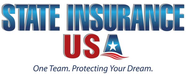 Logo for State Insurance USA with a patriotic theme and slogan.