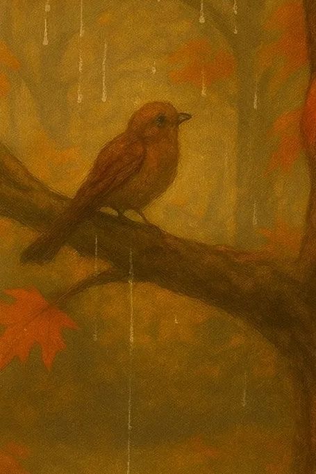 A bird just flew in from the rain in Autumn in Boston. From Cool October Night song about BOSTON
