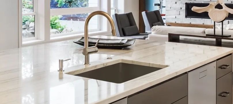 Quartz countertop and sink