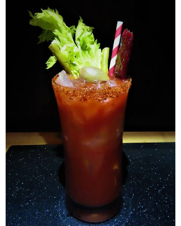 You wake up after a long night, hungover....this bloody Mary is exactly what you need.