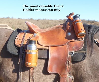 Leather Saddle Drink Holder, pommel saddle drink holder, Saddle horn drink holder