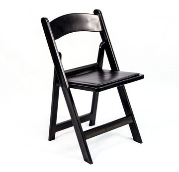 Black Resin Folding Chair with Black Pad