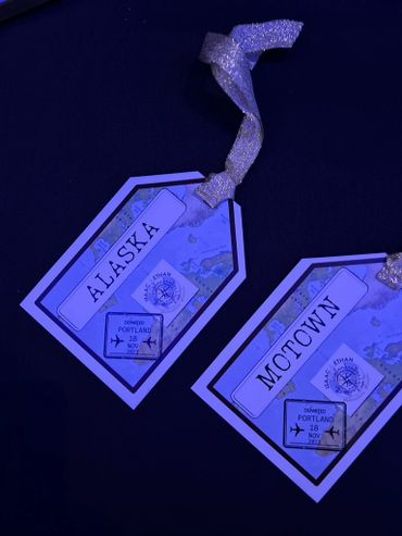 Custom Travel Theme table numbers, Luggage tag table numbers