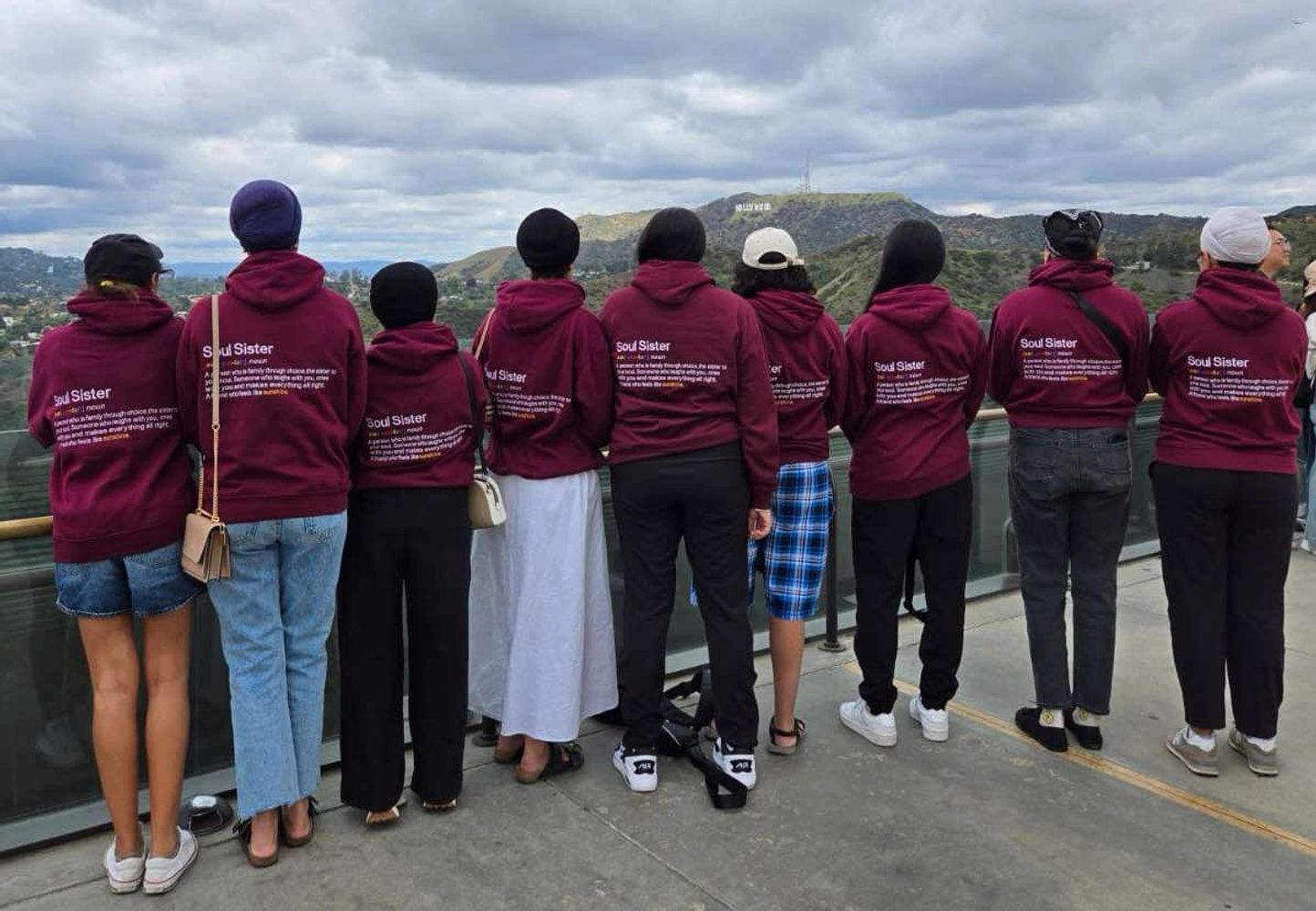Bachelorette Party showing off Hoodies with custom Soul Sister design on the back.