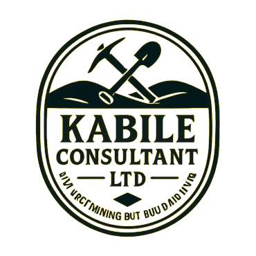 Logo of Kabile Consultant Ltd with mining tools and tagline.