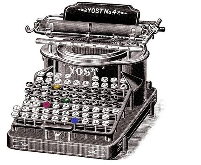 Old Yost typewriter (image courtesy of The Old Design Shop)
